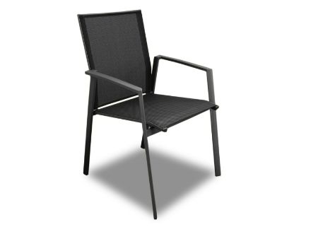Agrandir l'image de  Fauteuil Palma empilable alu grey/noir - PRO LOISIRS Image de  Fauteuil Palma empilable alu grey/noir - PRO LOISIRS