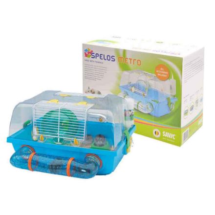 Agrandir l'image de Cage hamster Spelos transp/bleu 42,5 x38 x24cm Image de Cage hamster Spelos transp/bleu 42,5 x38 x24cm