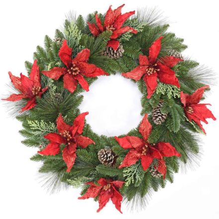 Agrandir l'image de Couronne avec poinsettia dia. 76cm Image de Couronne avec poinsettia dia. 76cm