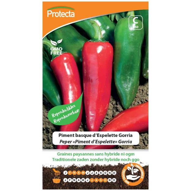Image de Graines de piment basque d'espelette gorria - Protecta