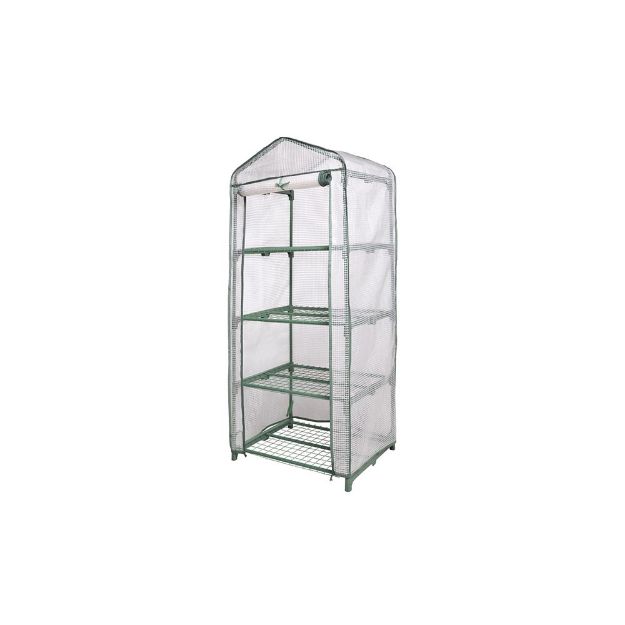 Image de Serre de jardin avec 4 étagères(Ø16 mm, PE armé 120 g/m²) - H160 x 69 x 49 cm