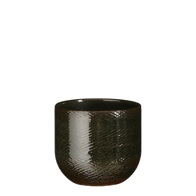 Image de Enzo pot ronde vert f. - h15xd16cm - Mica