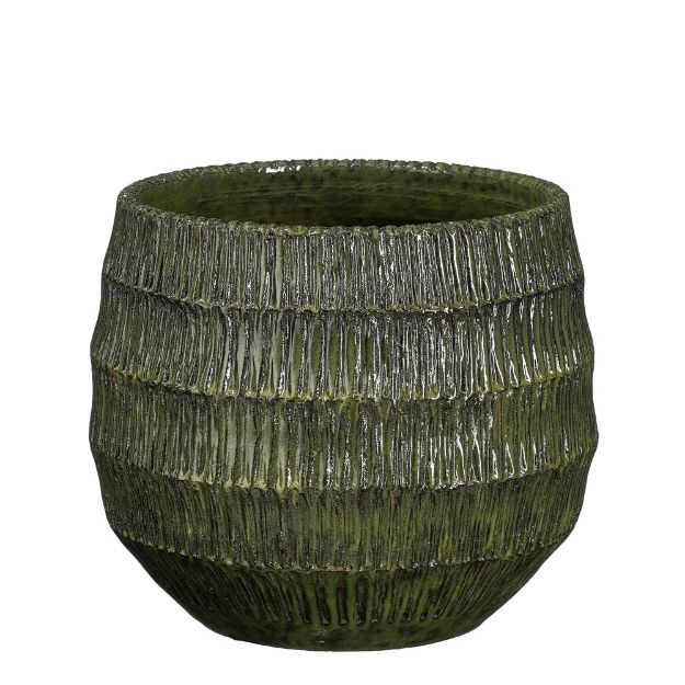 Image de Tobias pot ronde vert - h17xd19cm - Mica