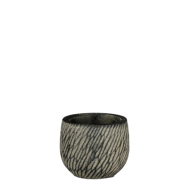 Image de Elio pot ronde anthracite - h6,5xd8cm - Mica