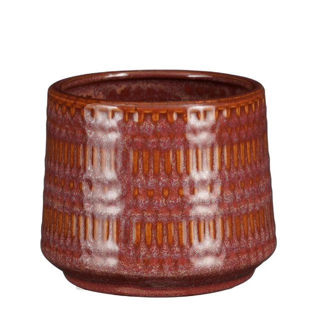 Image de Livia pot ronde rouge  - h11xd13cm - Mica