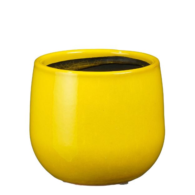 Image de Pablo pot ronde jaune - h12xd14cm - Mica