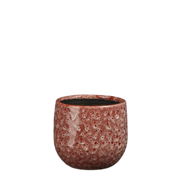 Image de Paola pot ronde rouge - h12xd14cm - Mica