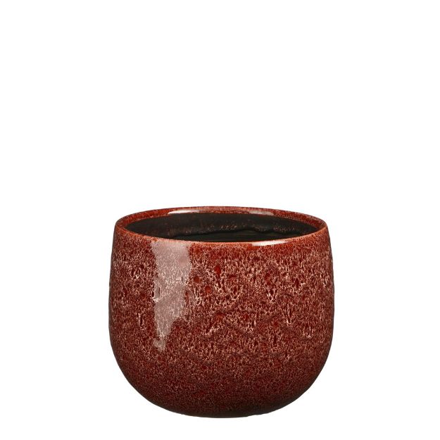 Image de Paola pot ronde rouge - h14xd16cm - Mica
