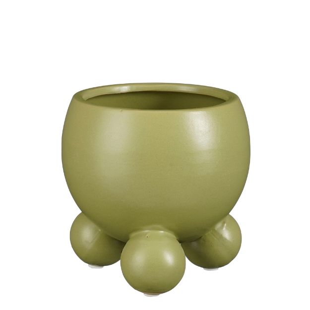 Image de Camini pot ronde vert cl. - h12xd12,5cm - Mica