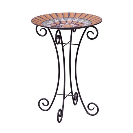 Agrandir l'image de bain oiseaux en mosaique sur pied; d 46 cm Image de bain oiseaux en mosaique sur pied; d 46 cm