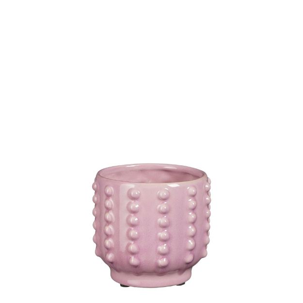 Image de Boaz pot ronde rose - h11,5xd12,5cm - Mica