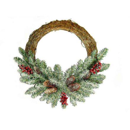 Agrandir l'image de Couronne Dunhill with snow, berries, cones grapevine wreath Image de Couronne Dunhill with snow, berries, cones grapevine wreath