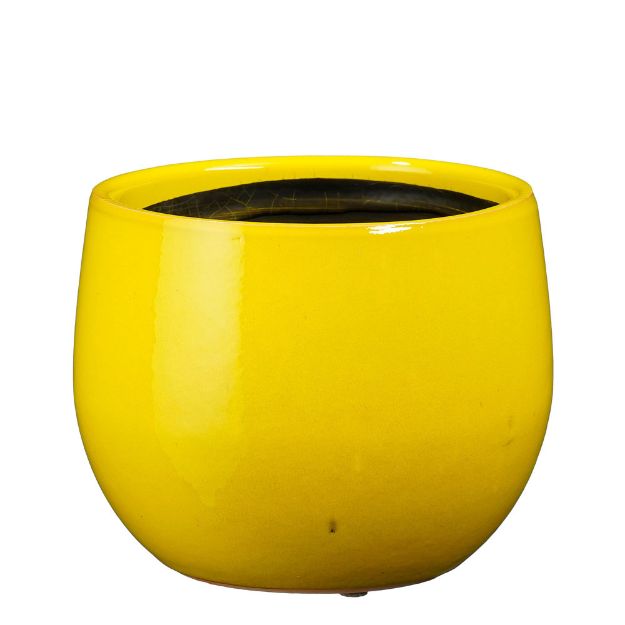 Image de Pablo pot ronde jaune - h14xd16cm - Mica