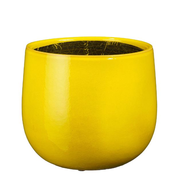 Image de Pablo pot ronde jaune - h16xd18cm - Mica
