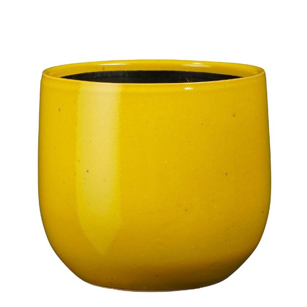 Image de Pablo pot ronde jaune - h19xd21cm - Mica