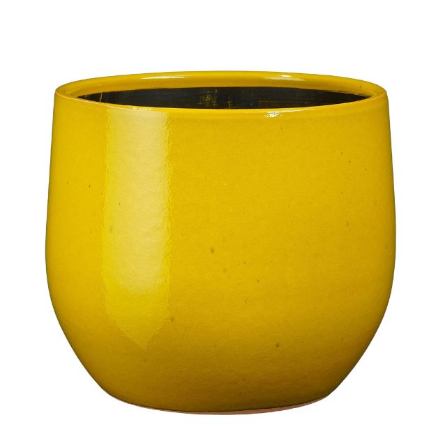 Image de Pablo pot ronde jaune - h20xd25cm - Mica