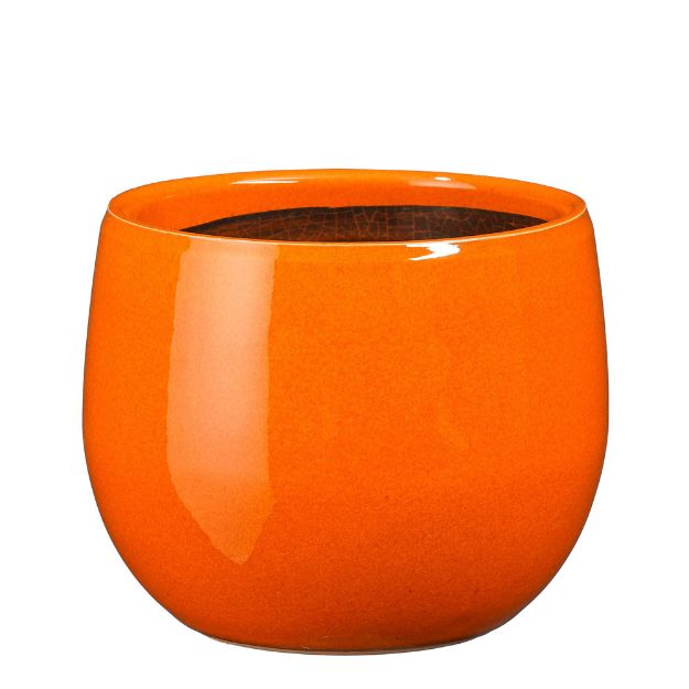Image de Pablo pot ronde orange - h14xd16cm - Mica