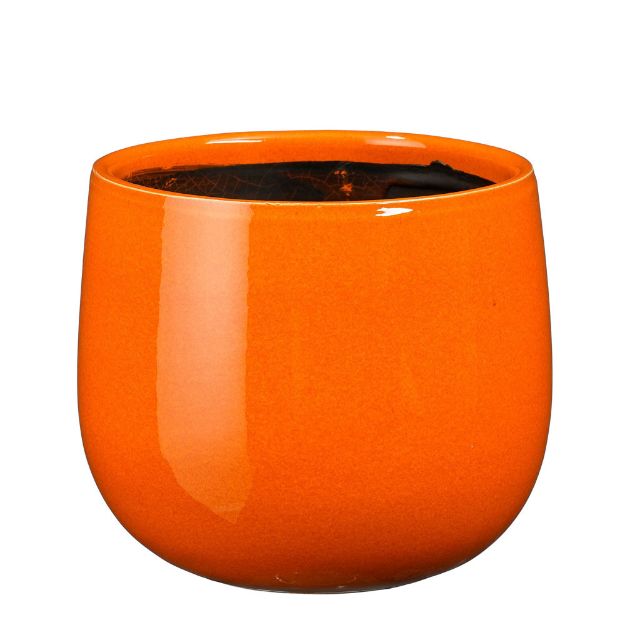 Image de Pablo pot ronde orange - h16xd18cm - Mica