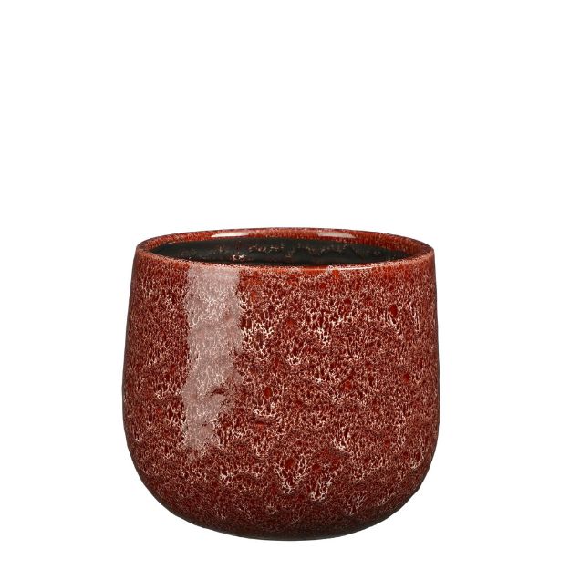 Image de Paola pot ronde rouge - h16xd18cm - Mica