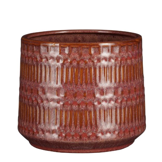 Image de Livia pot ronde rouge  - h15xd18cm - Mica