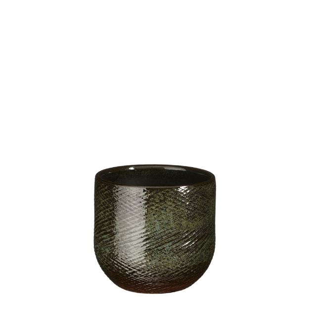 Image de Enzo pot ronde vert f. - h13xd14cm - Mica