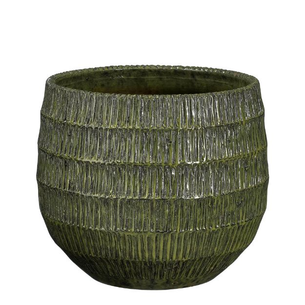 Image de Tobias pot ronde vert - h21xd23cm - Mica
