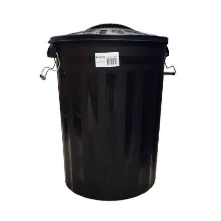 Agrandir l'image de Poubelle avec couvercle clic fermeture - coloris noir -  80l - H65 x Ø47 cm Image de Poubelle avec couvercle clic fermeture - coloris noir -  80l - H65 x Ø47 cm