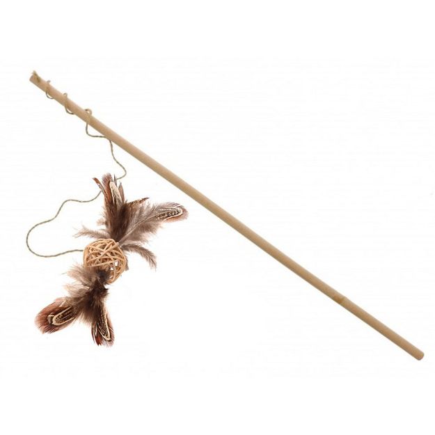 Image de Jouet canne à peche balle rotin+plumes ANKA
