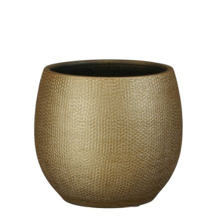 Agrandir l'image de Porto pot ronde or metalliques - h17xd17cm - Mica Image de Porto pot ronde or metalliques - h17xd17cm - Mica
