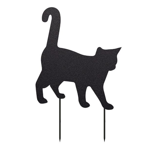 Image de silhouette sur pied, metallique noire chat h 61 cm