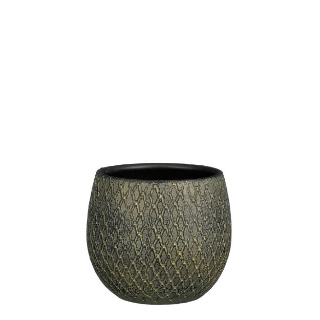 Image de Madeira pot ronde vert - h18xd18cm - Mica