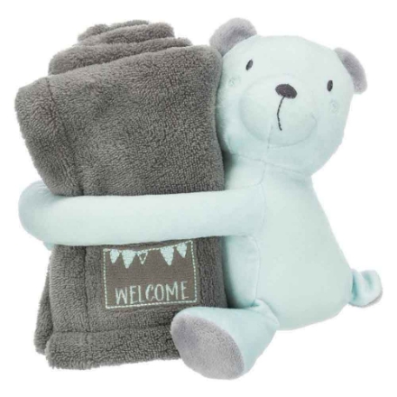 Agrandir l'image de Junior set douillet, couverture/ours, en peluche Image de Junior set douillet, couverture/ours, en peluche