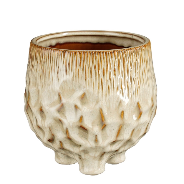 Image de Savanna pot ronde blanc casse - h14xd15cm - Mica