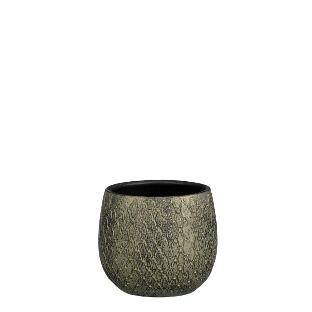 Image de Madeira pot ronde vert - h14xd14cm - Mica