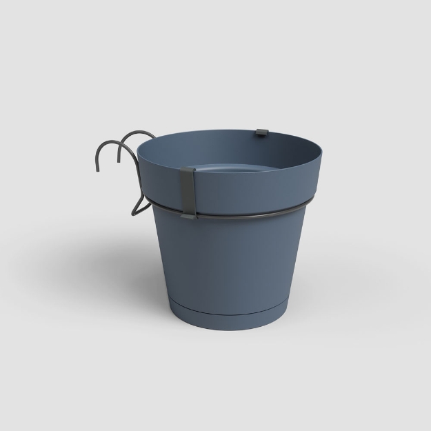 Image de KIT BALCON POT CAPRI RÉS.EAU 20CM BLEU ARDOISE