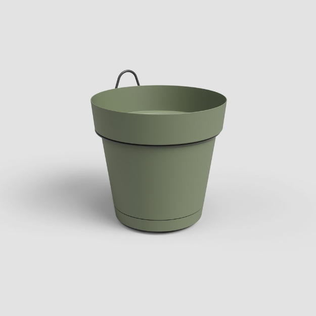 Image de KIT MUR POT CAPRI RÉS.EAU 20CM VERT CENDRÉ