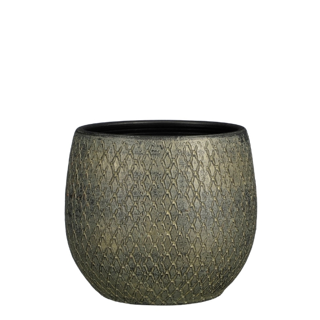 Image de Madeira pot ronde vert - h23xd23cm - Mica