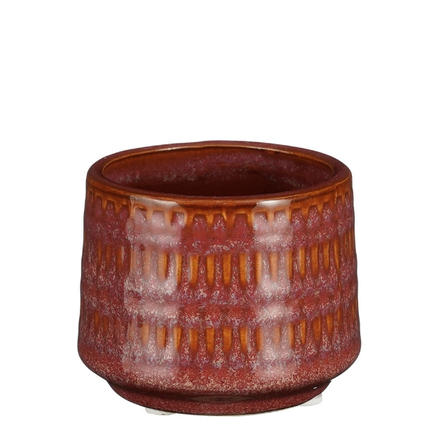 Image de Livia pot ronde rouge  - h6,5xd8cm - Mica