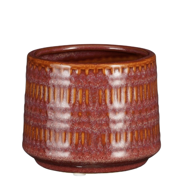 Image de Livia pot ronde rouge  - h9,5xd11,5cm - Mica