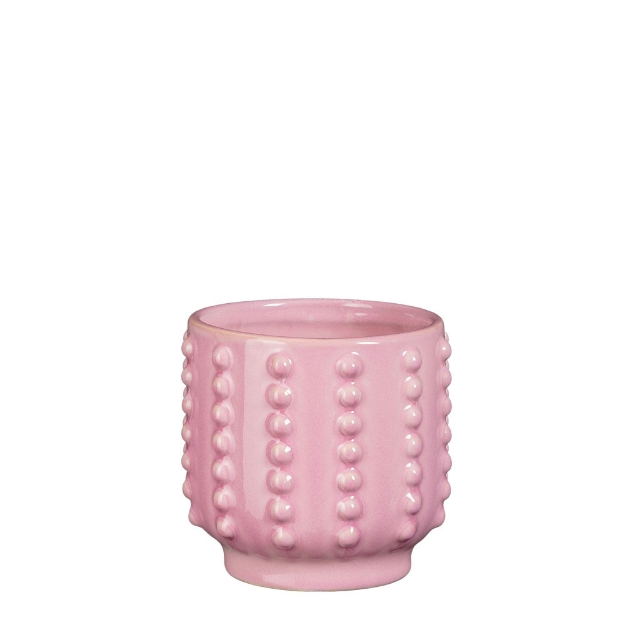 Image de Boaz pot ronde rose - h13,5xd14,5cm - Mica
