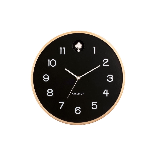 Image de Horloge murale Naturel Coucou bois de bouleau noir - Karlsson