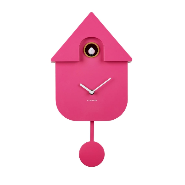 Image de Horloge murale Modern Coucou ABS rose brillant - Karlsson
