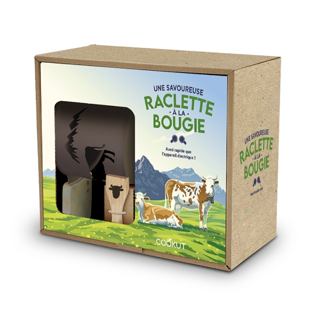 Image de Coffret Raclette à la bougie pour 2  - Vache - Taupe - Cookut