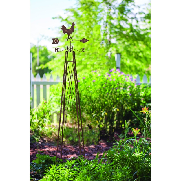 Image de obelisque girouette coq, 182 cm, rouille