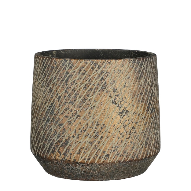 Image de Camino pot ronde marron f. - h16,5xd18,5cm - Mica