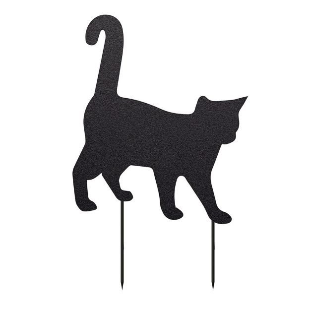 Image de silhouette sur pied, metallique noire chat h 61 cm