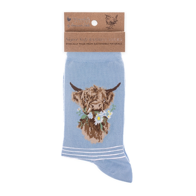 Image de Chaussettes Vache Highland 'Daisy Coo' - Wrendale