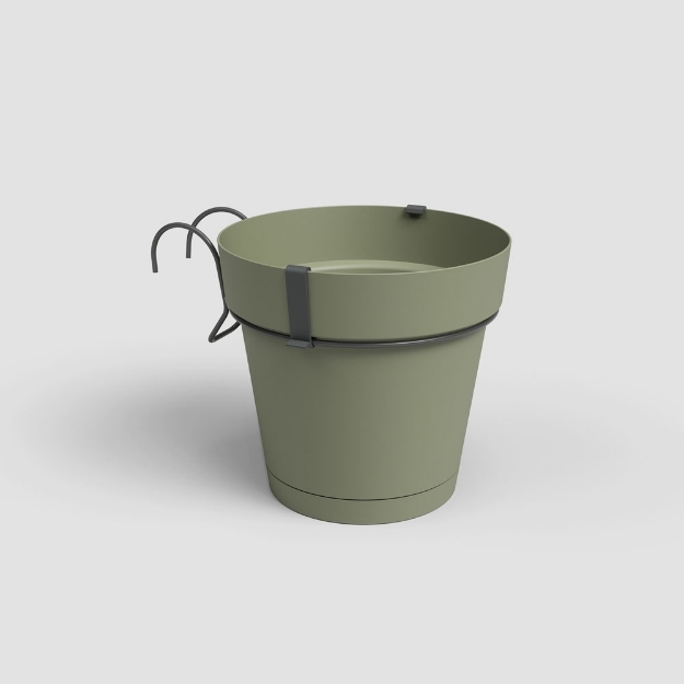 Image de KIT BALCON POT CAPRI RÉS.EAU 20CM VERT CENDRÉ