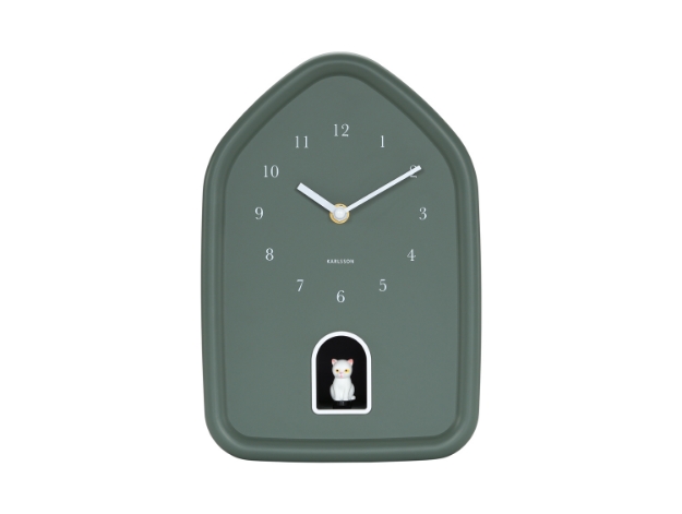 Image de Horloge murale moderne chat - Vert jungle - Karlsson