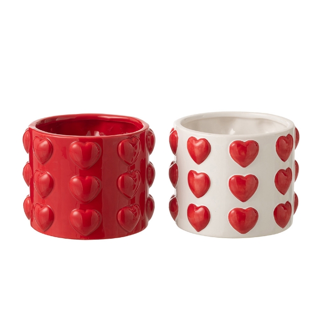 Image de Cache-pot motif coeur (14x14x11cm) - J-Line